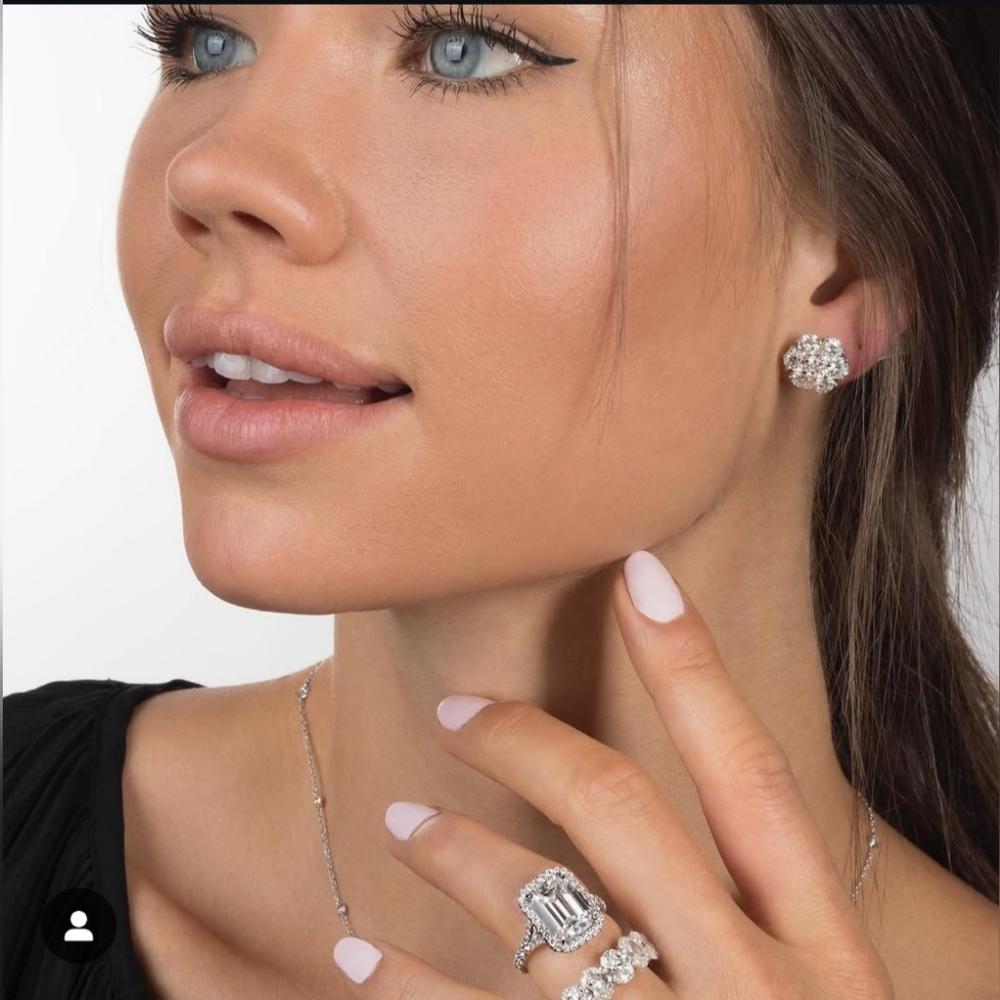 Diamond Flower Cluster Diamond Studs in 14K White Gold (2.80ctw)